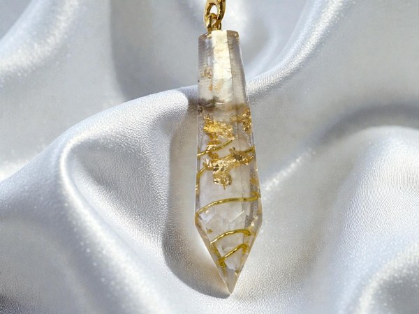 Pendule artisanal orgonite rhodochrosite